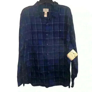 Blue Mountain, Button Down Shirt, Mens SIZE XL, Blue Plaid, LS,  Collared Casual